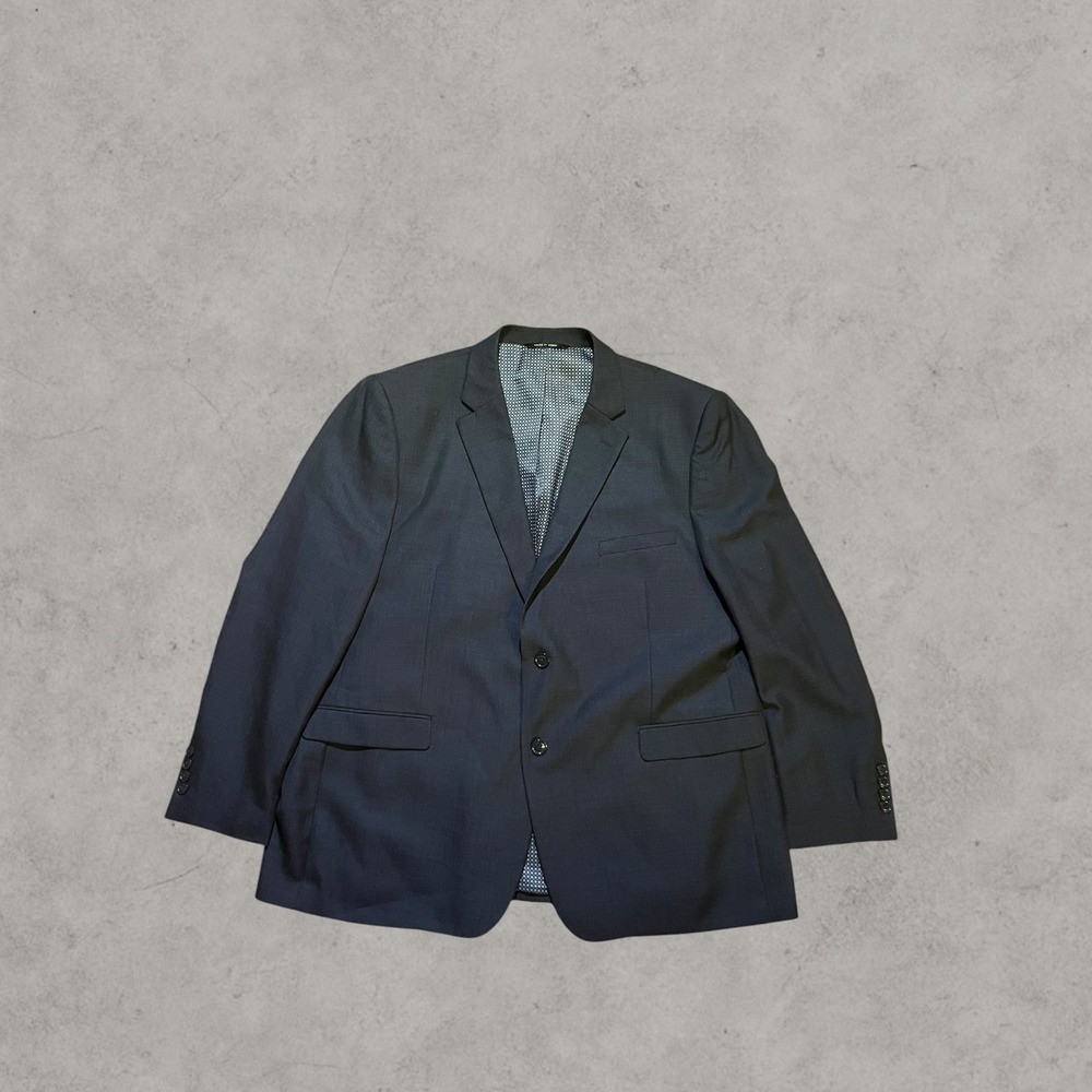Eleganza Black Giorgio Sanetti Blue Blazer Modern Fit Super 140s Suit Jacket 48R